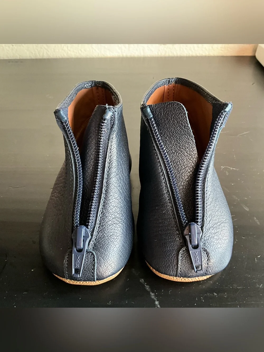 Pepe Baby Navy Blue Pebbled Leather Zipper Boots EU 20 Size 2 $129